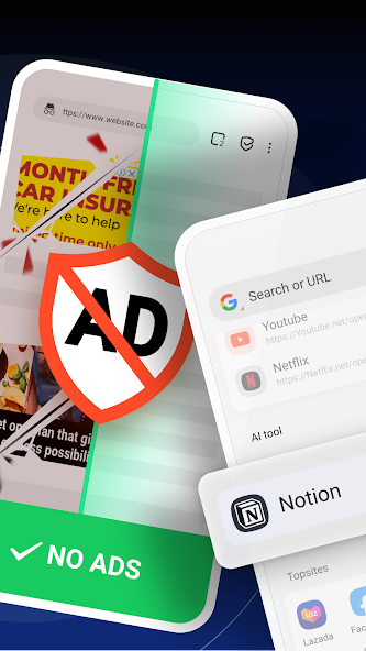 Скриншот приложения FAB Adblocker Browser — скриншот 2