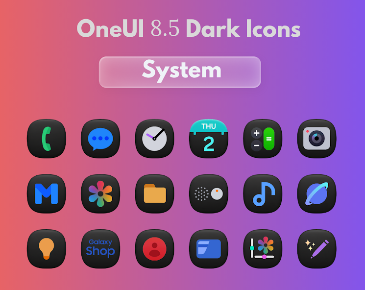Скриншот приложения OneUi 8.5 Dark Icons — скриншот 1