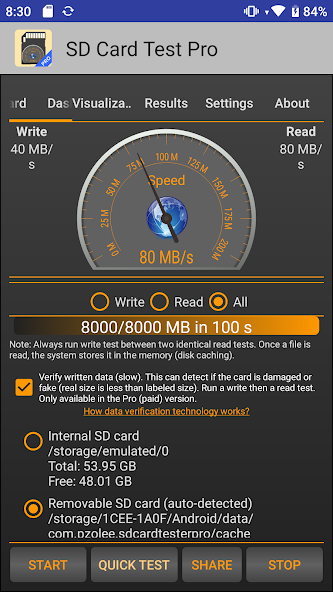 Скриншот приложения SD Card Test Pro — скриншот 1