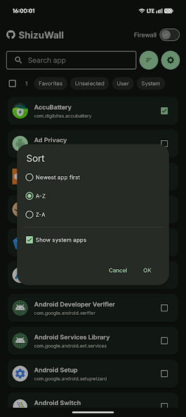 Скриншот приложения ShizuWall No Root/VPN Firewall — скриншот 2