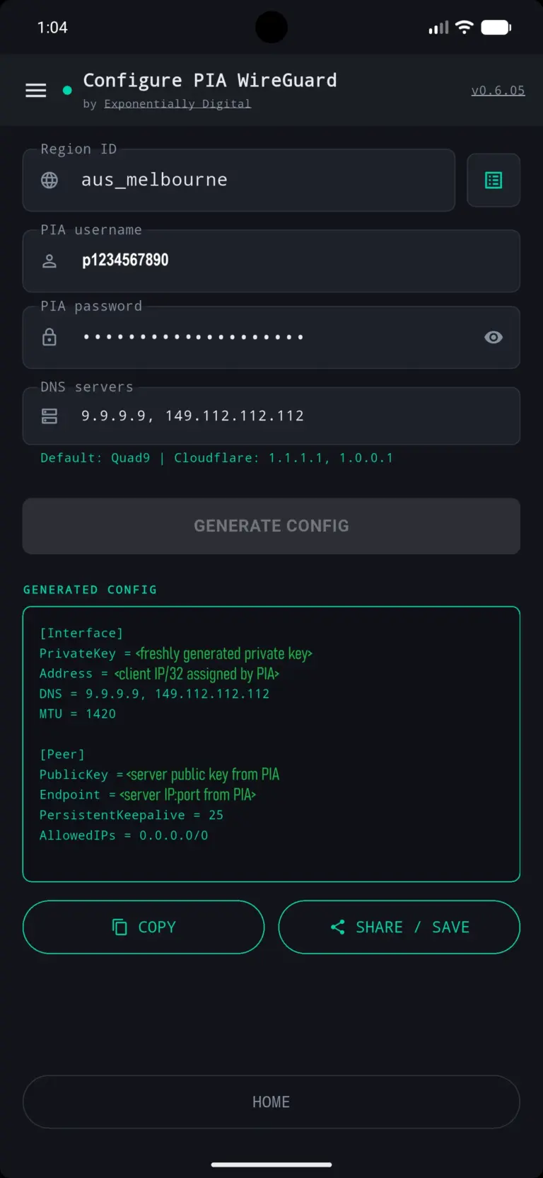 Скриншот приложения Configure PIA WireGuard — скриншот 2