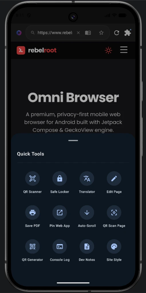 Скриншот приложения Omni Browser — скриншот 1