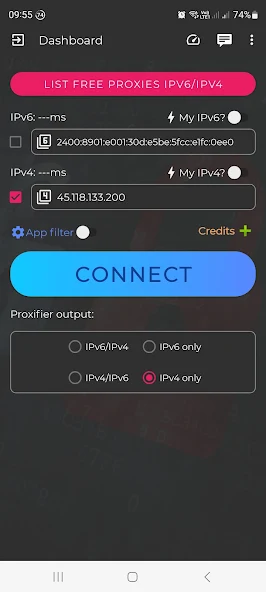 Скриншот приложения SOCKS5 - IPv6 & IPv4 Proxy — скриншот 1