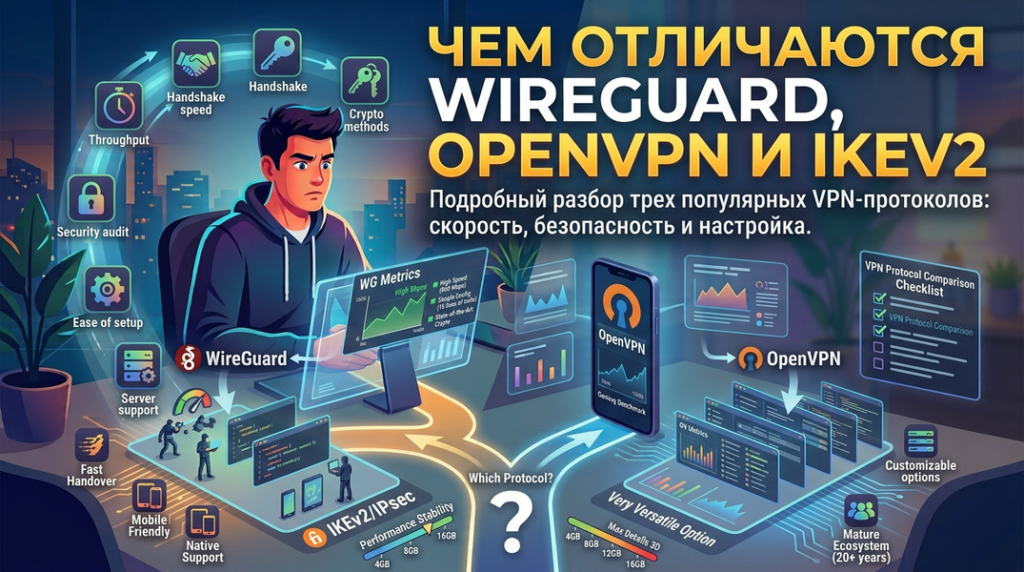 Чем отличаются WireGuard, OpenVPN и IKEv2